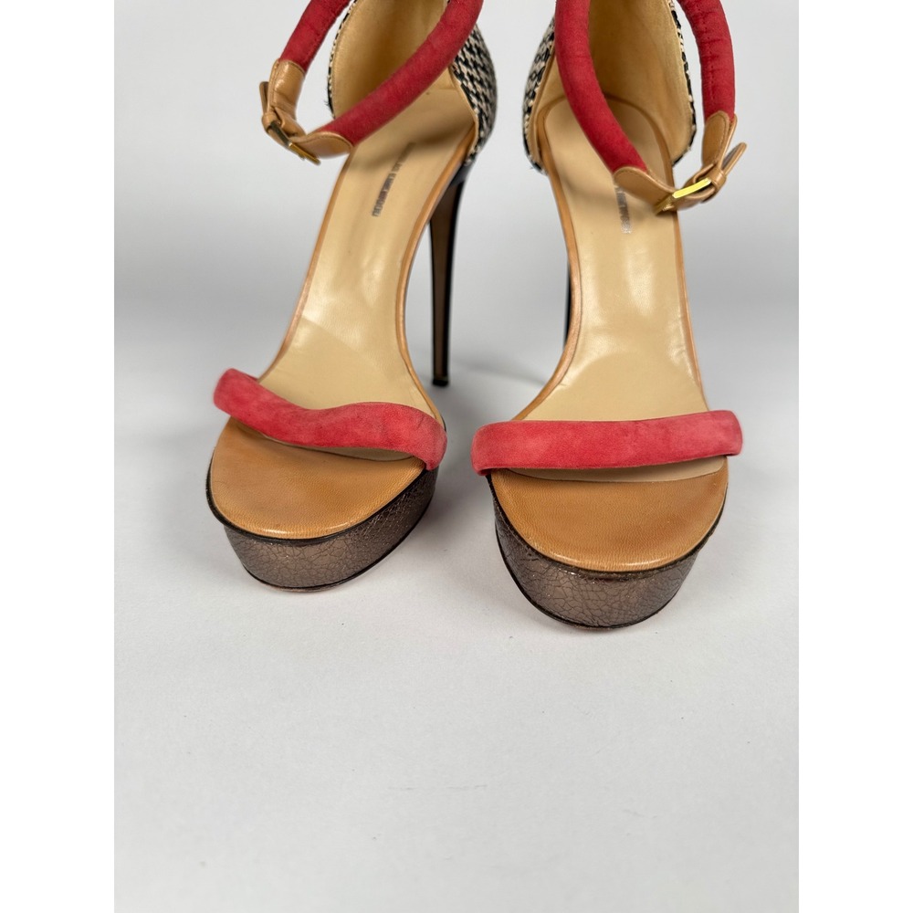 Nicholas Kirkwood Red Suede Woven Platform Sandals Ankle Strap Heels Size 39 - Picture 8 of 11